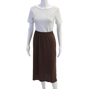 Collette Dinnigan Womens Elastic Waistband Knee Length Knit Skirt Brown Medium